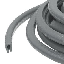 32.8 ft x 8mm x 6mm Rubber Edge Trim Guard with Metal Clips, Gray