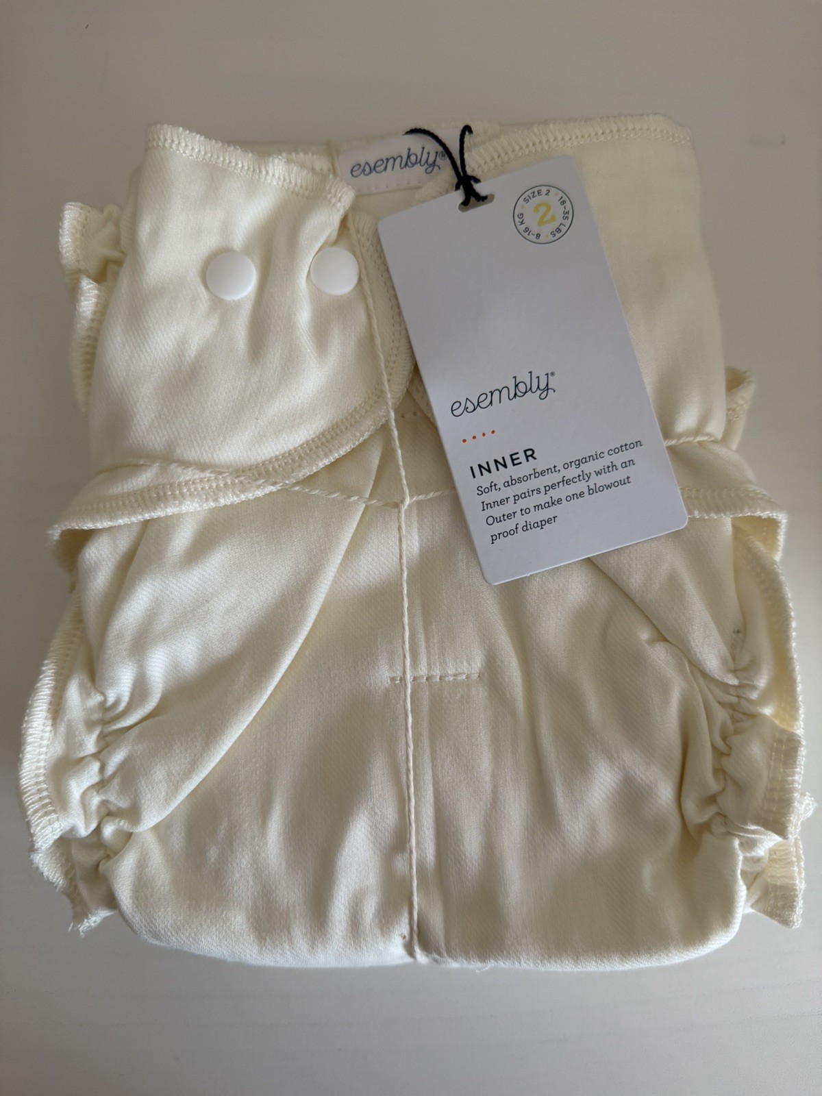 Esembly Inner Organic Cotton Reusable Infant Diaper - Size 2 - 3ct