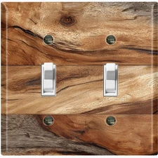 Metal Light Switch Outlet Cover Wall Plate Brown Wood Plank PRINT Decor FOS149