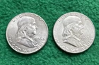Franklin Half Dollar Lot of 2 - 90% Silver - Sweet & Wise Intrinsic Silver!!