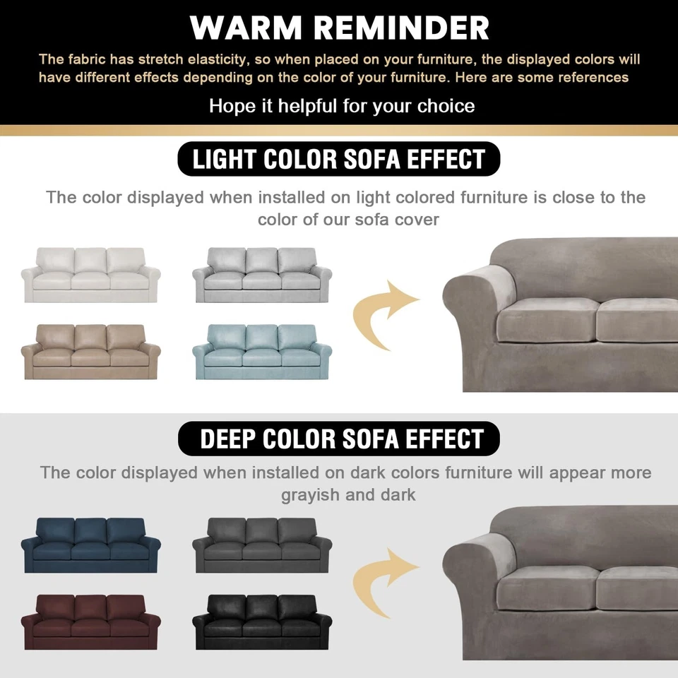 Fundas de sofá de terciopelo para sofá suaves de 4 piezas fundas de sofá para sofá de 3 cojines S... Foto 2 de 4