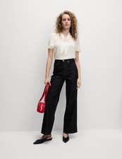 Marks & Spencer Womens Mid sleeved V-Neck Top in White - M&S