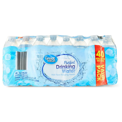 #ad #ad Great Value Purified Drinking Water 16.9 fl oz Bottles 40 Count Pack $5.08