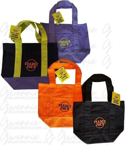 Trader Joe's Mini Halloween Canvas Tote Bag Set di 4 RARA PREVENDITA LIMITATA Nuova!!