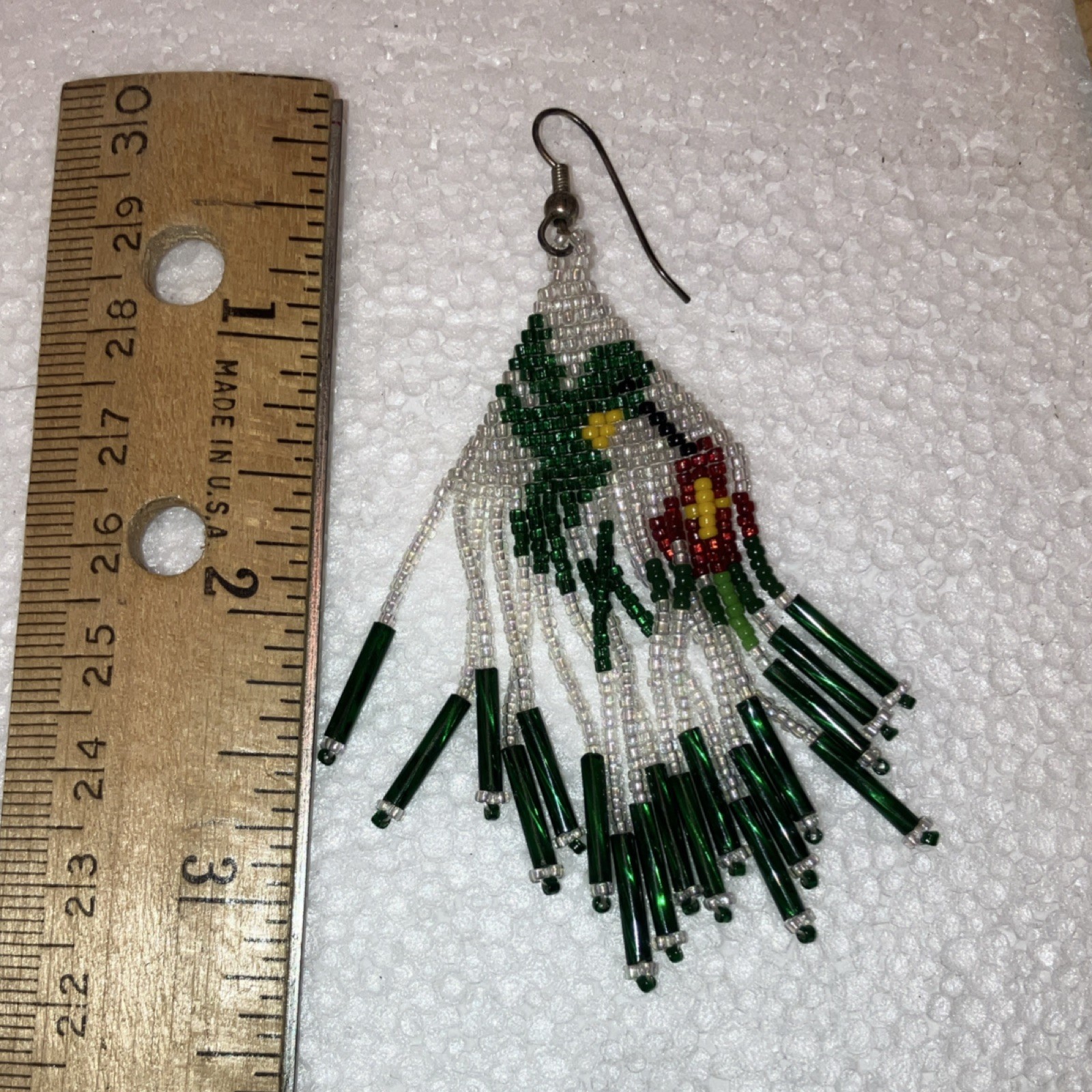 Handmade Beaded Dangle Earrings Native American S… - image 7