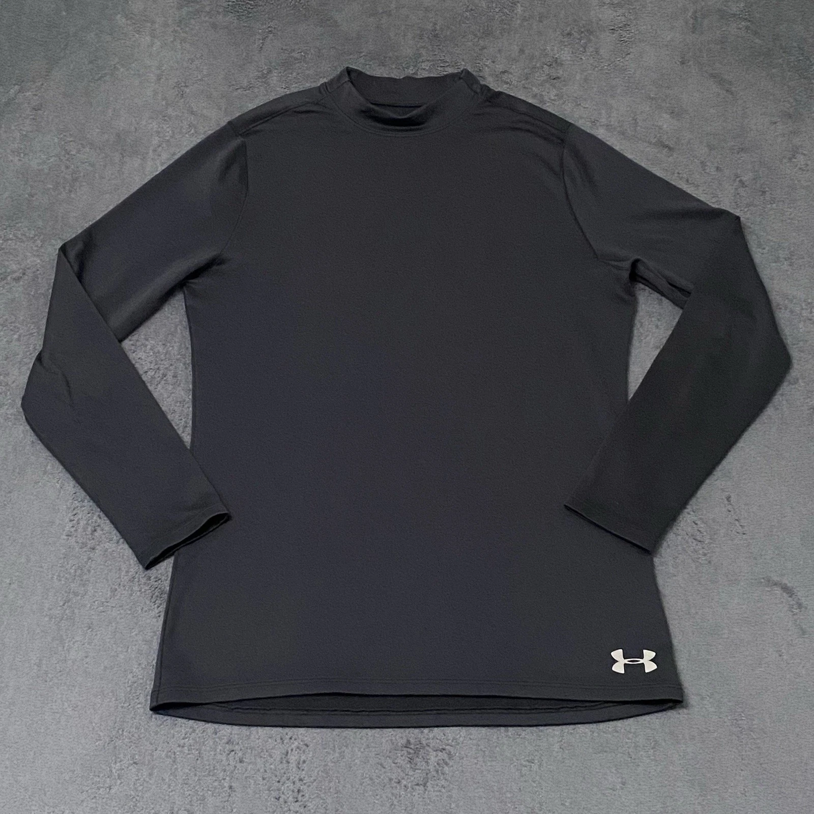 Under Armour Shirt Mens M Black Long Sleeve Coldgear Fitted Mock Neck Gym Sporty
