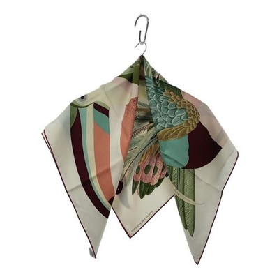 Hermes Silk Scarf 90 Toucans de Paradis Blanc Vert