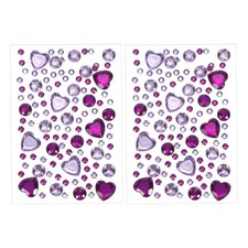 2Pcs Self-Adhesive Rhinestone Stickers Face Gems Heart Stickers Purple
