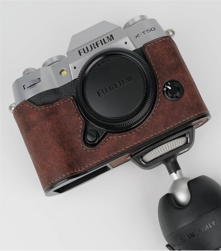Medio estuche de cuero real genuino hecho a mano para empuñadura FUJI X-T50 SE ENVÍA DESDE EE. UU. Foto 2 de 4