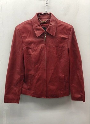 Wilsons Leather Pelle Studio Women's Red Italian Leather Jacket Vintage Y2K M