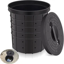 Perforated Sump Basin with Lid Drilled Holes Sump Pump Bucket for Crawl Space