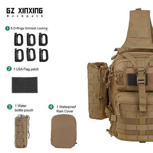 Sling Shoulder Backpack EDC Bags (Tan) - Picture 2 of 9