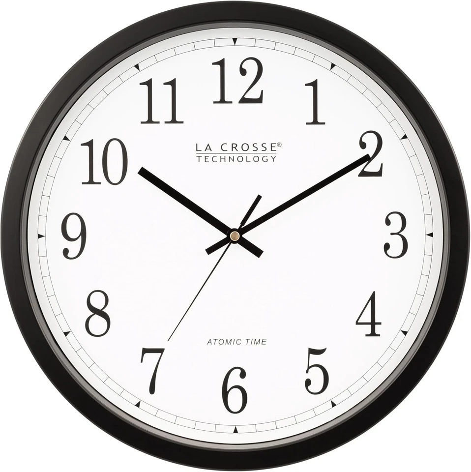 Elegant 14-Inch Atomic Wall Clock with Multiple Time Zones - Black Design - Image 3 of 4