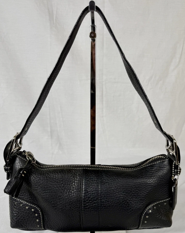 😎😎😎ВИНТАЖНЫЙ тренер черный EastWest Hampton мини багет LTR наплечная сумка 5052 пыли - Изображение 2 из 4