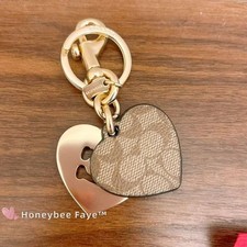 NWT Coach Hearts Key Ring In Signature Canvas