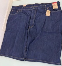 New Levis 569 Denim Shorts Men 50 Loose Straight Dark Wash Below Knee 11" Inseam