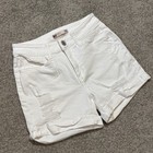 So White Denim Shorts Women 3 White High Rise Curvy Midi Distressed Cuffed — photo 1