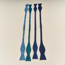 Lot of 4 Bow Ties Geometric  Paisley Dot Blue Green Self Tie