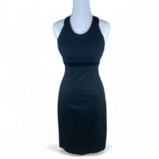 Vtg Y2K Cach Dress 2 Black Empire Waist Back Bow Wedding Formal LBD HOCO