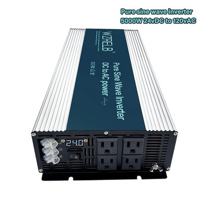WZRELB 5000W Pure Sine Wave Inverter DC 24V to AC 110V 120V Power Converter camp