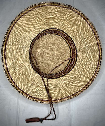 ๐ Gorgeous Vintage Bohemian Straw Fedora Natural Dyed Leather Strap Size S๐๏ธ - Picture 7 of 8