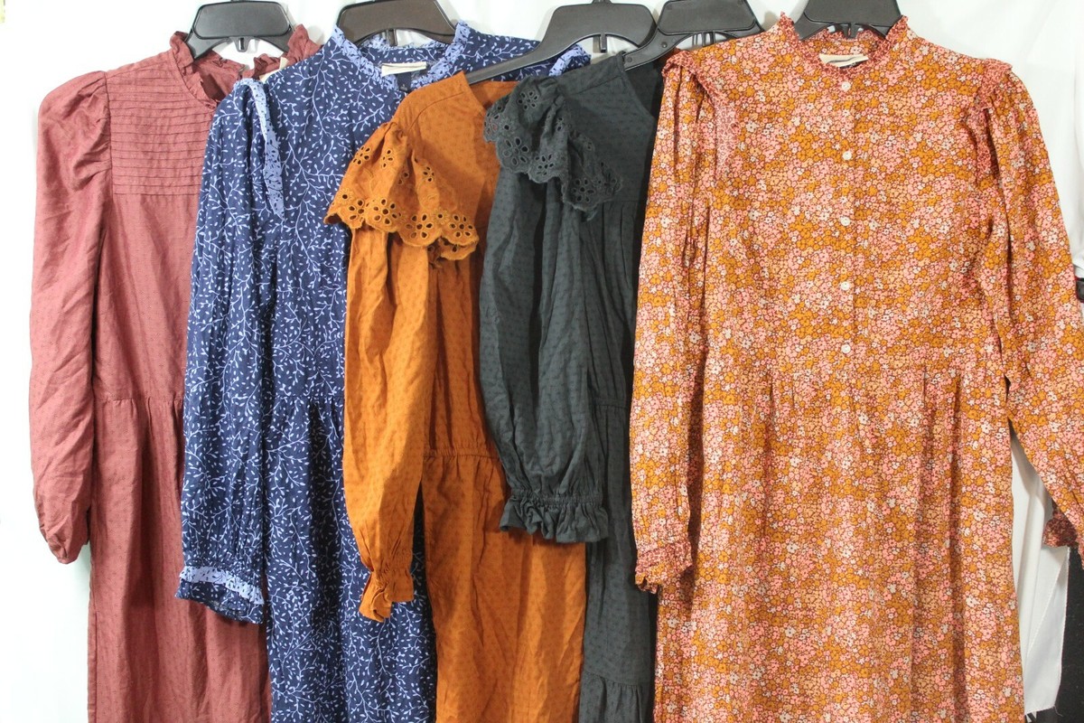 Universal Threads Prairie Style Blue/Brown/Orange Fall Dress Sizes