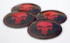 (4 Pack) Punisher Skull Wheel Center Cap Sticker Emblem Decals 2.2" Dome