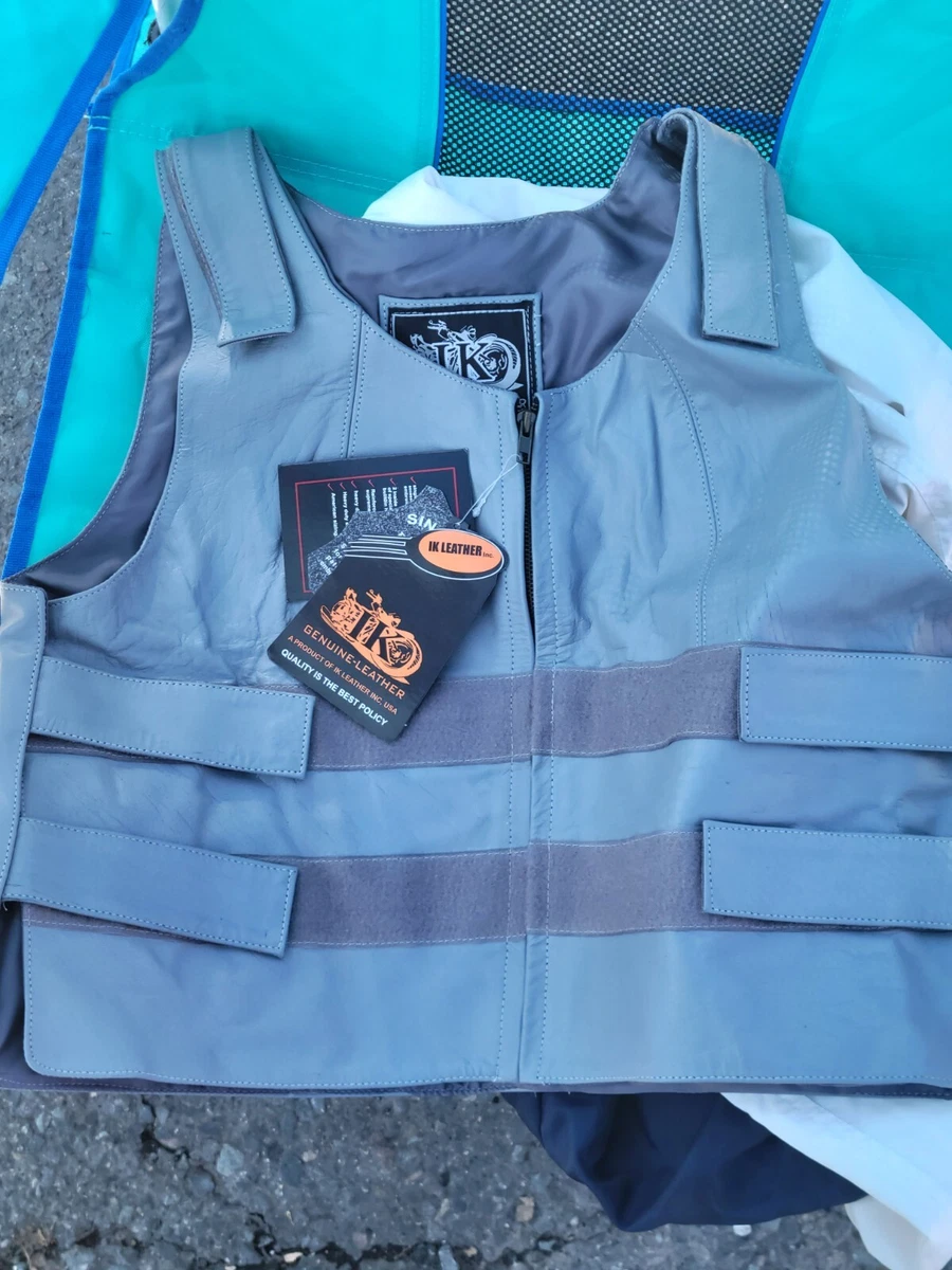 IK Leather Inc. Biker Club Gray Vest Size XXL Adjustable Straps