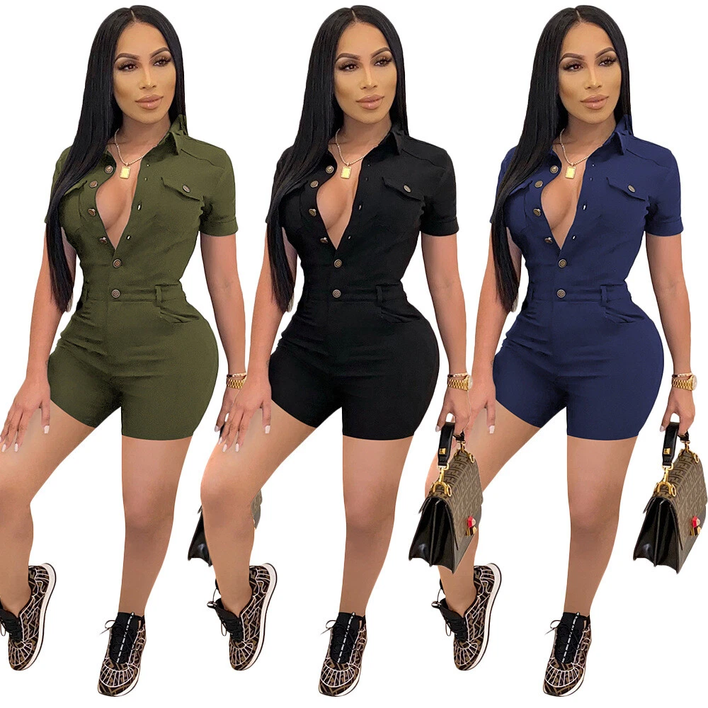 Summer Women Bodycon Jumpsuit Ladies Shorts Playsuits Romper Bodysuit