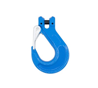 Heavy Duty Grade 100 1/2'' Clevis Sling Hook with Latch - 15000 LBS WLL, Blue