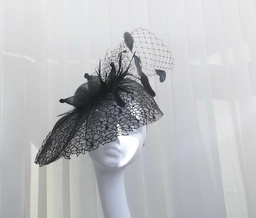BLACK CRINOLINE SPIDERWEB NET FEATHER 
