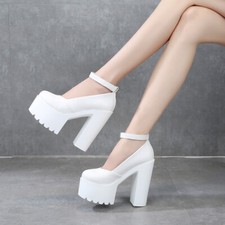 14Cm Heel Women Platform Shoes Super High-Heeled Wedding White Pump Ankel Strap