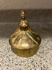 Antique Beautiful Lady Trinket Box Georgian Era Dress Dore Bronze Weidlich Bros