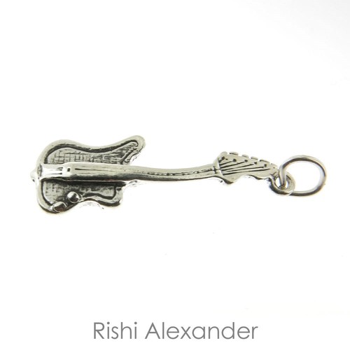 925 Sterling Silver Electric Guitar Charm Made in USA - 第 1/2 張圖片