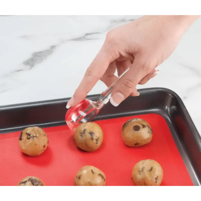 Cookie Dough Scoop Soft Finger Press to Release Red BPA Free Dishwasher Safe