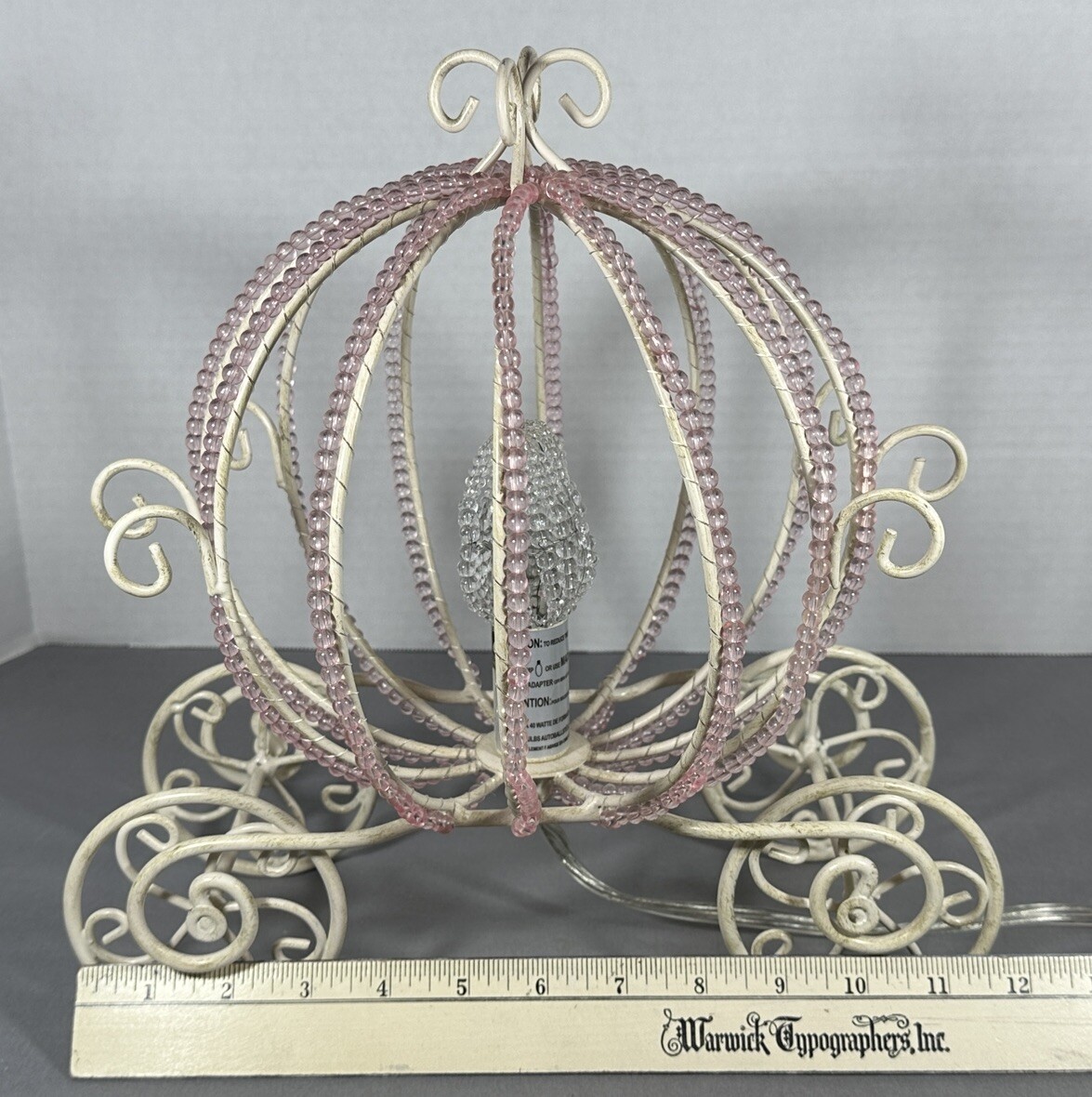 Cinderella Beaded Carriage Lamp Pottery Barn Princess Nightlight Retired WORKS