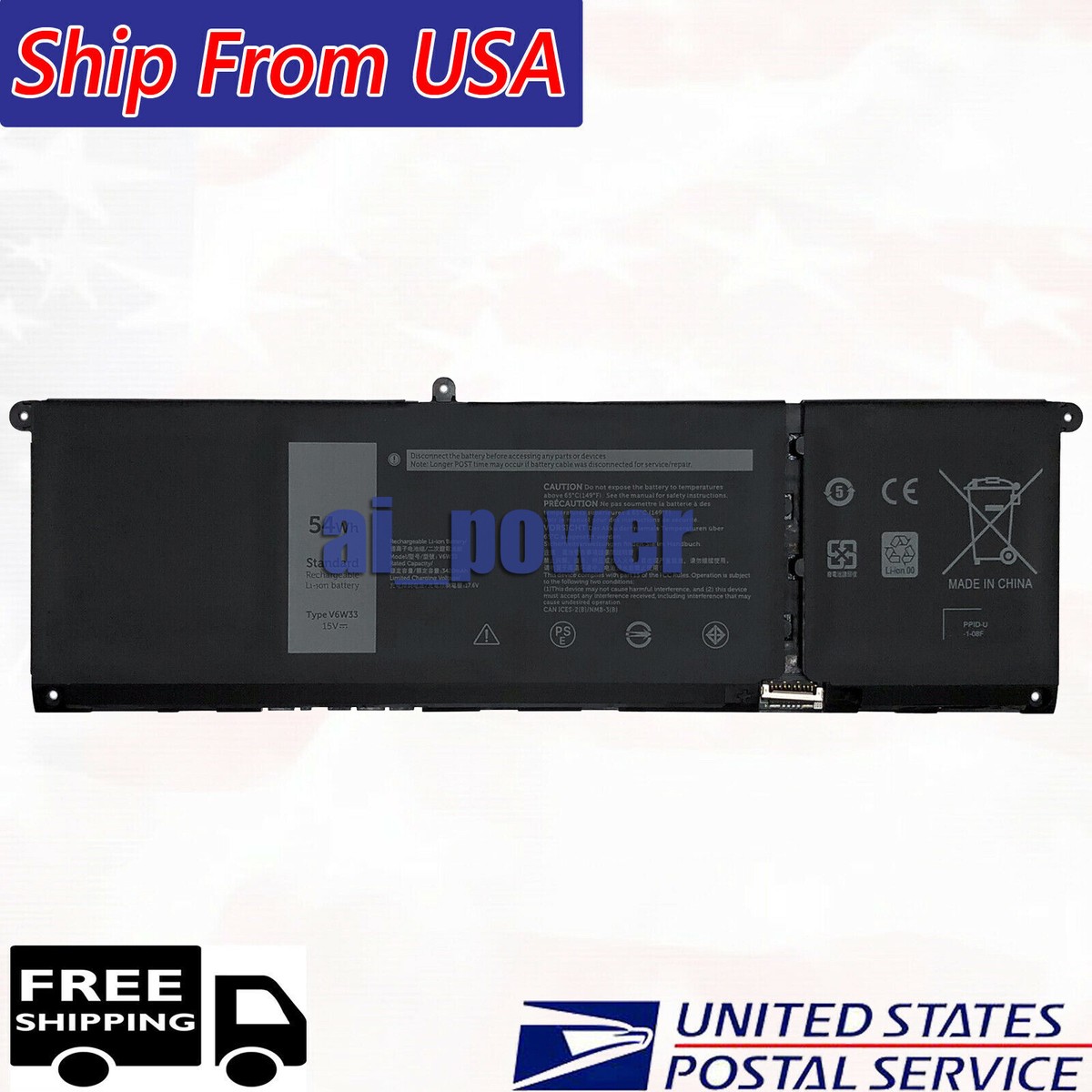 54Wh V6W33 Battery for Latitude 3320 3520 3420 Vostro 3510 3515