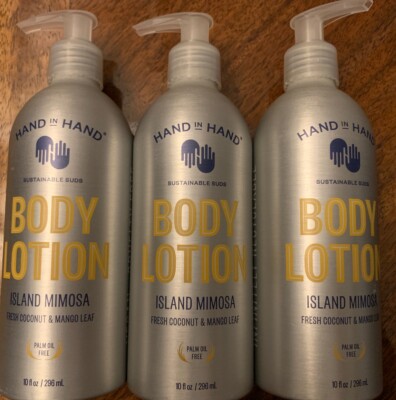 3 Pack Hand In Hand Body Lotion Island Mimosa Fresh Coconut & Mango Leaf 10 Oz