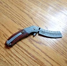 Damascus Buckshot Damascus 8' Folding Knife Cleaver Style for Camping Survival