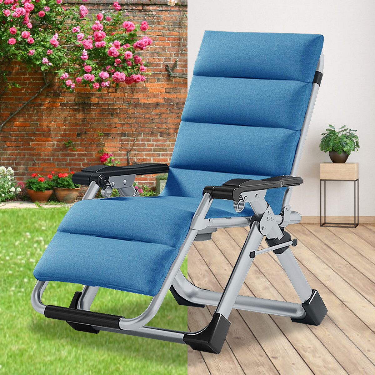 Turquoise Anti Gravity Beach Chair Outdoor Rocking Chair Costway