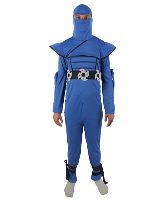 Blaues Ninja Kostüm Kinder/Erwachsene Stealth Krieger Outfit - Halloween Kampfsport Fa