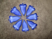 Set Of 8 Blue Porcelain Leaf-Shaped Small Sauce Dishes Plates w/ Gold Trim