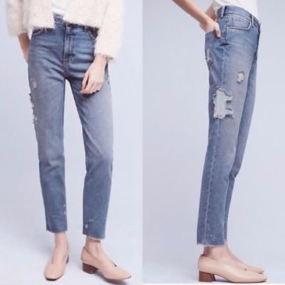 Anthropologie Pilcro Tilde Ultra High Rise Cropped Distressed Jeans Size 32