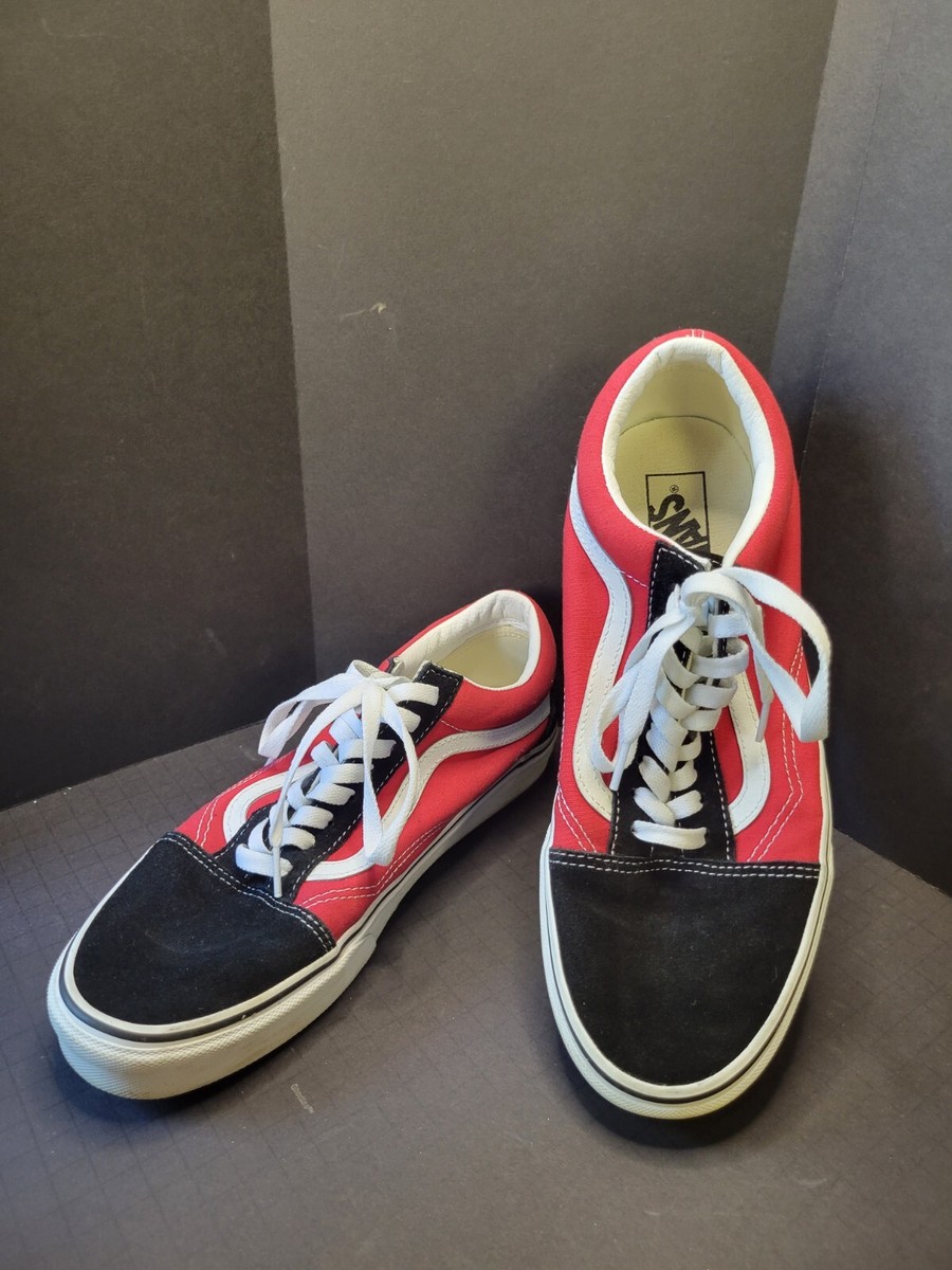 VANS OLD SKOOL Suede Canvas Shoes Sneakers Size Mens Red Black,  500714