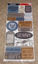 Creative Imaginations Signature Collection Sticker Sheet ~ Military Navy