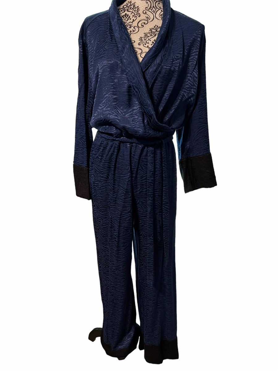 Victoria's Secret Zebra print jumpsuit loungewear pajama blue