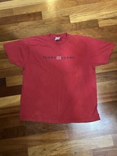 Vintage Tommy Jeans Letters Red Men's T-Shirt Size L