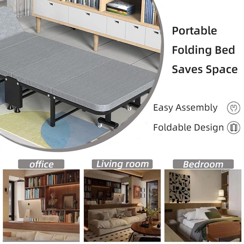 Heavy Duty Folding Bed Rollaway Guest Bed Fold up Sleeper Bed With Mattress 190 - Picture 7 of 13