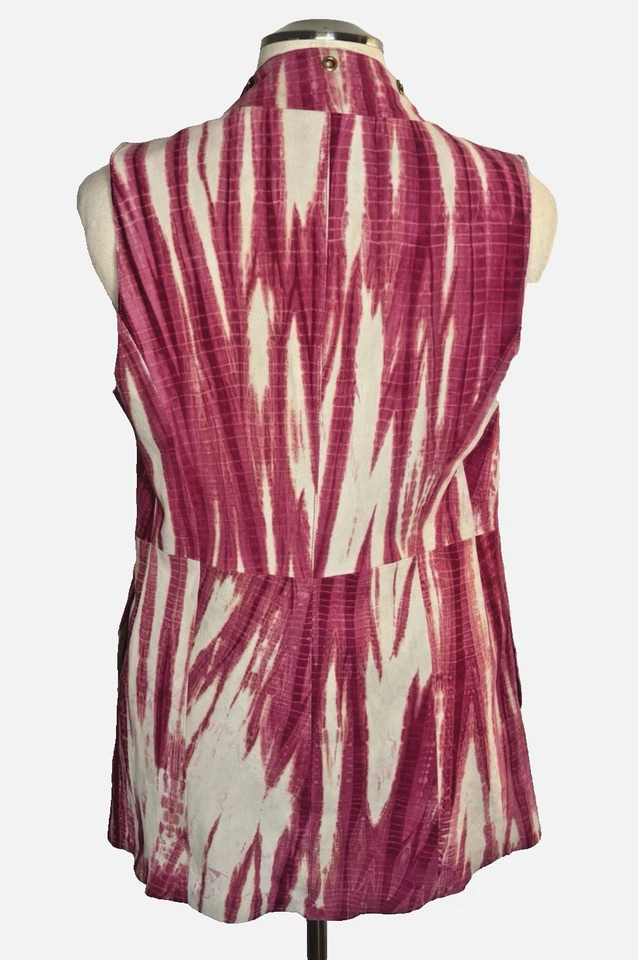 Michael Kors Pink White Suede Grommet Trim Open Front Draped Vest Sz M EUC - Image 2 of 4