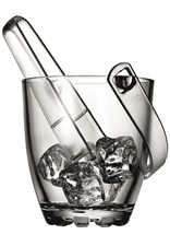 Small Glass Ice Bucket with Tongs Carry Handle Whisky Vintage Retro Crystal